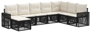 VidaXL Kerti Kanapé Szett 8 pcs Fekete és krémfehér polirattan