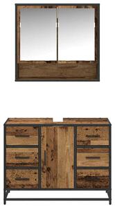 Fürdőszoba bútor szett 2 pcs Régi fa 80 x 33 x 60 cm Faanyag