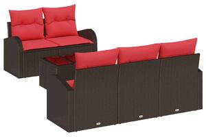 VidaXL Kerti Kanapé Szett tárolóval 6 pcs Beige és Piros polirattan