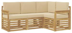 VidaXL Kültéri kanapé szett 4 pcs Fehér és Bézs 187,5 x 128,5 x 73 cm
