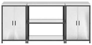 Konyhai Tároló Készlet polcokkal 3 pcs Ezüst 210 x 50 x 92 cm