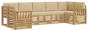 VidaXL Kültéri kanapé szett 6 pcs Fehér és bézs 304 x 128,5 x 73 cm