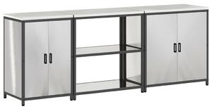Konyhai Tároló Készlet polcokkal 3 pcs Ezüst 240 x 50 x 92 cm