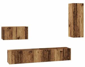 Fali TV Szekrény 4 pcs Régi fa 200 x 30 x 30 cm Műanyag Fa
