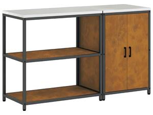 Konyhai Tároló Készlet polcokkal 2 pcs Rozsdás 150 x 50 x 92 cm