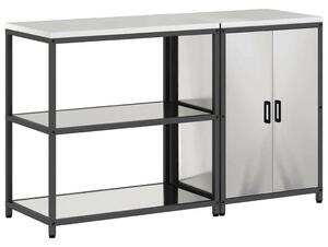 Konyhai Tároló Készlet polcokkal 2 pcs Ezüst 150 x 50 x 92 cm