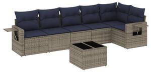 VidaXL 7 db szürke polyrattan kerti kanapégarnitúra párnákkal