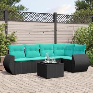 VidaXL 6 db fekete polyrattan kerti kanapégarnitúra párnákkal