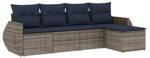 VidaXL 5 db szürke polyrattan kerti kanapégarnitúra párnákkal
