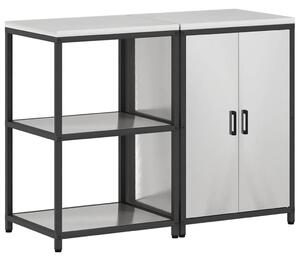 Konyhai Tároló Készlet polcokkal 2 pcs Ezüst 120 x 50 x 92 cm