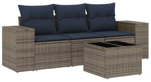 VidaXL 4 db szürke polyrattan kerti kanapégarnitúra párnákkal