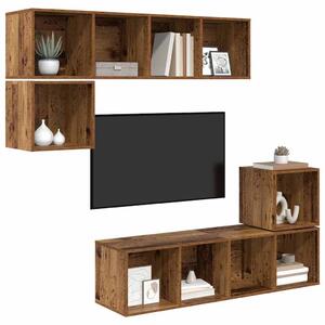 TV szekrény garnitúra 4 pcs Régi fa 37 x 37 x 142.5 cm Faanyag