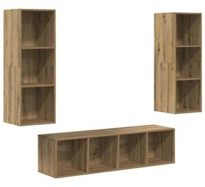 TV Szekrény Szett 3 pcs kézműves tölgy 37 x 37 x 142.5 cm