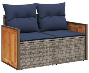 VidaXL 9 db szürke polyrattan kerti kanapégarnitúra párnákkal