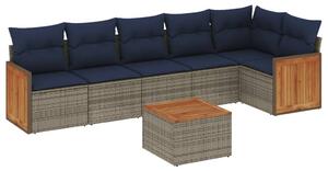VidaXL 7 db szürke polyrattan kerti kanapégarnitúra párnákkal