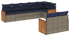 VidaXL 8 db szürke polyrattan kerti kanapégarnitúra párnákkal