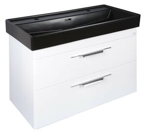 TMP LUX 100D fali fürdőszobabútor - CeraStyle SHARP FEKETE DUPLA csaplyukas mosdóval - 100 x 48 cm