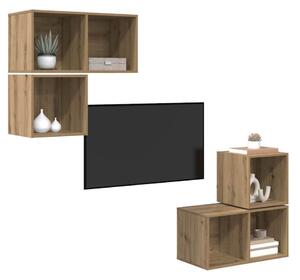 TV szekrény garnitúra 4 pcs kézműves tölgy 37 x 37 x 72 cm
