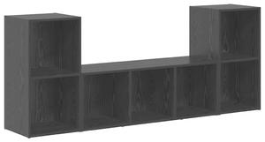 TV szekrény 3 pcs Fekete 107 x 35 x 37 cm Faanyag