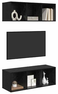 Fali TV szekrények 2 pcs Musta tammi 37 x 37 x 107 cm Faanyag