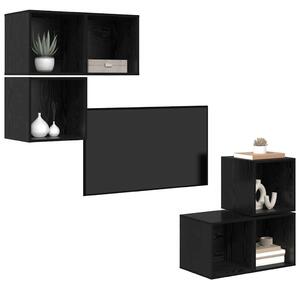 TV szekrény garnitúra 4 pcs Musta tammi 37 x 37 x 72 cm Faanyag