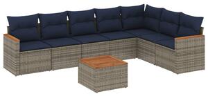 VidaXL 8 db szürke polyrattan kerti kanapégarnitúra párnákkal