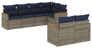 VidaXL 7 db szürke polyrattan kerti kanapégarnitúra párnákkal