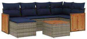 VidaXL 7 db szürke polyrattan kerti kanapégarnitúra párnákkal