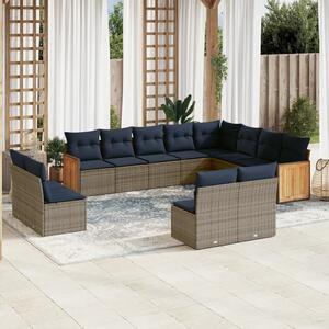 VidaXL 12 db szürke polyrattan kerti kanapégarnitúra párnákkal