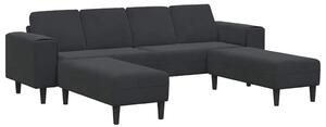 Kanapé Szett 3 pcs Fekete Bársony