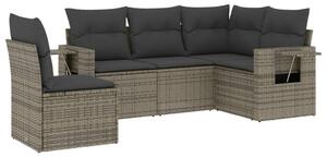 VidaXL 5 db szürke polyrattan kerti kanapégarnitúra párnákkal