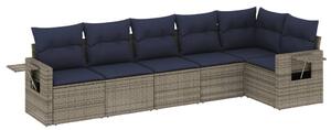 VidaXL 6 db szürke polyrattan kerti kanapégarnitúra párnákkal