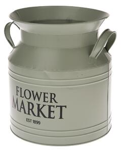 Flower Market zöld fém virágtartó,, 23 x 23 x 20 cm