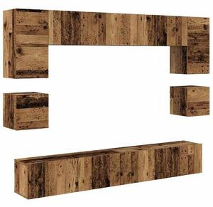 TV szekrény garnitúra 8 pcs Régi fa 100 x 30 x 30 cm Faanyag