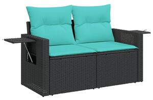 VidaXL 8 db fekete polyrattan kerti kanapégarnitúra párnákkal