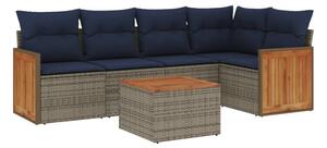 VidaXL 6 db szürke polyrattan kerti kanapégarnitúra párnákkal