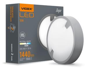 LED lámpatest , 18W , kör , természetes fehér , antracit , IP65 , VIDEX Inga