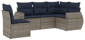 VidaXL 5 db szürke polyrattan kerti kanapégarnitúra párnákkal