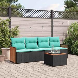 VidaXL 5 db fekete polyrattan kerti kanapégarnitúra párnákkal