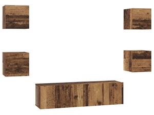 TV szekrény garnitúra 6 pcs Régi fa Közepes 120 x 30 x 30 cm