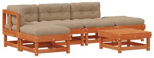 VidaXL Kerti lounge szett 6 pcs Viaszbarna Tömör Fenyőfa