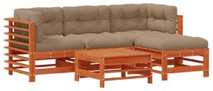 VidaXL Kerti lounge szett 5 pcs Viaszbarna Tömör Fenyőfa
