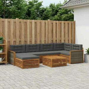 VidaXL Kültéri kanapé szett párnával 7 pcs Természetes és antracit