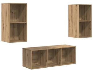 TV Szekrény Szett 3 pcs kézműves tölgy 37 x 37 x 107 cm Faanyag