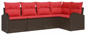 VidaXL Kerti Kanapé Szett 5 pcs Barna polirattan