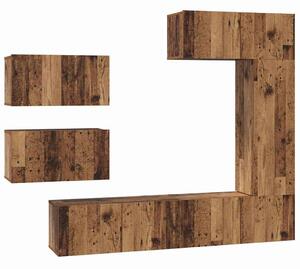 TV szekrény garnitúra 6 pcs Régi fa 30.5 x 30 x 90 cm Faanyag