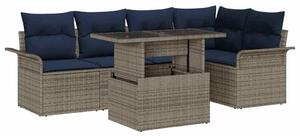 VidaXL Kerti Kanapé Szett párnával tárolóval 6 pcs Szürke Poly Rattan