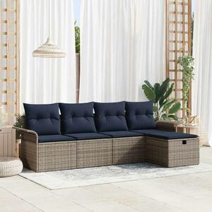 VidaXL Kerti Kanapé Szett párnával tárolóval 5 pcs Poli rattan