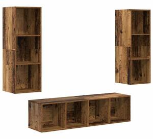 TV Szekrény Szett 3 pcs Régi fa 37 x 37 x 142.5 cm Faanyag
