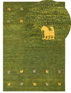 Zöld gabbeh gyapjúszőnyeg 160 x 230 cm YULAFI